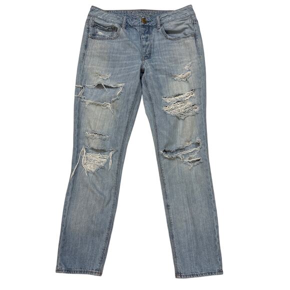American Eagle Outfitters Denim - American Eagle Tomgirl Jeans Womens Size 6 Blue Button Fly Trashed Grunge 90s
